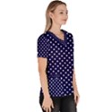 Pois Blanc/Marine Women s V-Neck Scrub Top View3