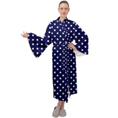 Pois Blanc/marine Maxi Velour Kimono by kcreatif