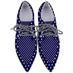 Pois Blanc/marine Women s Pointed Oxford Shoes by kcreatif