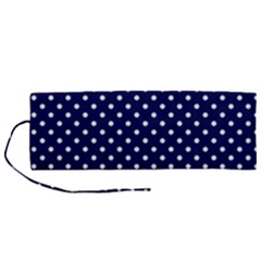 Pois Blanc/marine Roll Up Canvas Pencil Holder (m)