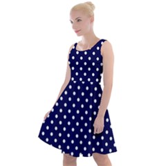 Pois Blanc/marine Knee Length Skater Dress