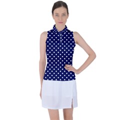 Pois Blanc/marine Women s Sleeveless Polo Tee by kcreatif