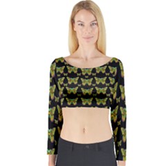 Butterflies With Wings Of Freedom And Love Life Long Sleeve Crop Top by pepitasart