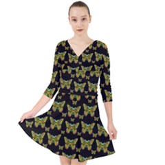 Butterflies With Wings Of Freedom And Love Life Quarter Sleeve Front Wrap Dress by pepitasart