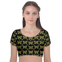 Butterflies With Wings Of Freedom And Love Life Velvet Short Sleeve Crop Top  by pepitasart