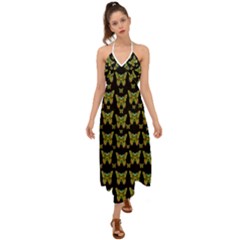 Butterflies With Wings Of Freedom And Love Life Halter Tie Back Dress  by pepitasart