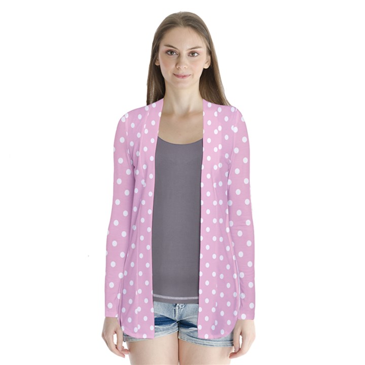 Pois Blanc/Rose Drape Collar Cardigan