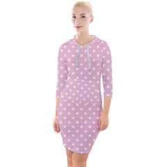 Pois Blanc/rose Quarter Sleeve Hood Bodycon Dress by kcreatif