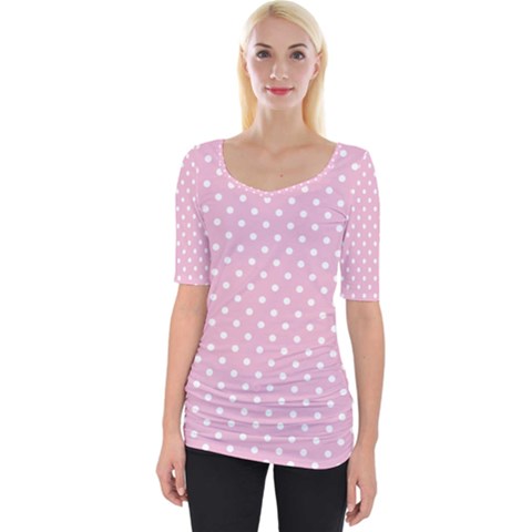 Pois Blanc/rose Wide Neckline Tee by kcreatif