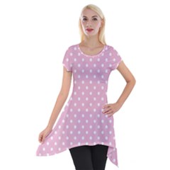 Pois Blanc/rose Short Sleeve Side Drop Tunic by kcreatif