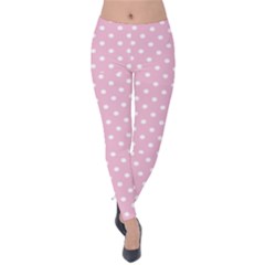 Pois Blanc/rose Velvet Leggings by kcreatif