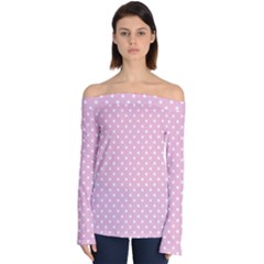 Pois Blanc/rose Off Shoulder Long Sleeve Top by kcreatif