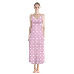 Pois Blanc/rose Button Up Chiffon Maxi Dress by kcreatif