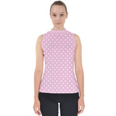 Pois Blanc/rose Mock Neck Shell Top by kcreatif