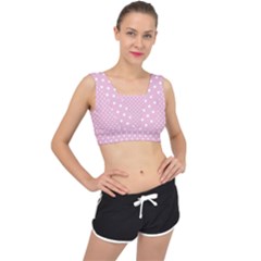 Pois Blanc/rose V-back Sports Bra by kcreatif