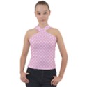 Pois Blanc/Rose Cross Neck Velour Top View1