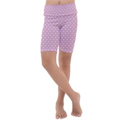 Pois Blanc/rose Kids  Lightweight Velour Cropped Yoga Leggings by kcreatif