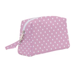 Pois Blanc/rose Wristlet Pouch Bag (medium) by kcreatif