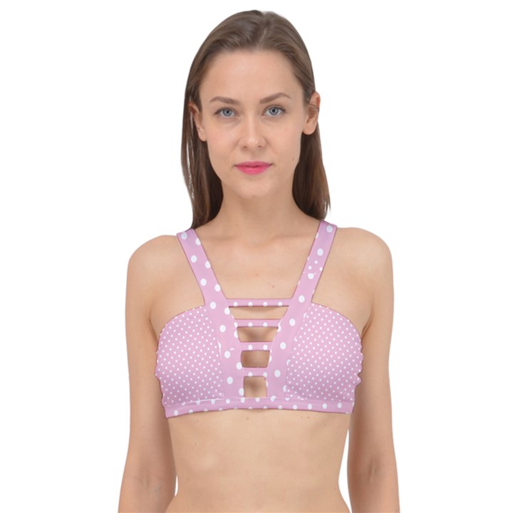 Pois Blanc/Rose Cage Up Bikini Top