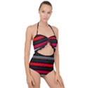 Chevrons Rose/Gris Scallop Top Cut Out Swimsuit View1