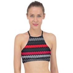 Chevrons Rose/gris Racer Front Bikini Top