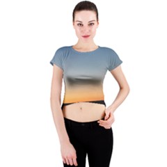 Photo Coucher Du Soleil Bleu/orange Crew Neck Crop Top by kcreatif