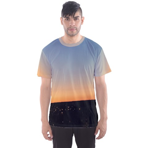 Photo Coucher Du Soleil Bleu/orange Men s Sports Mesh Tee by kcreatif