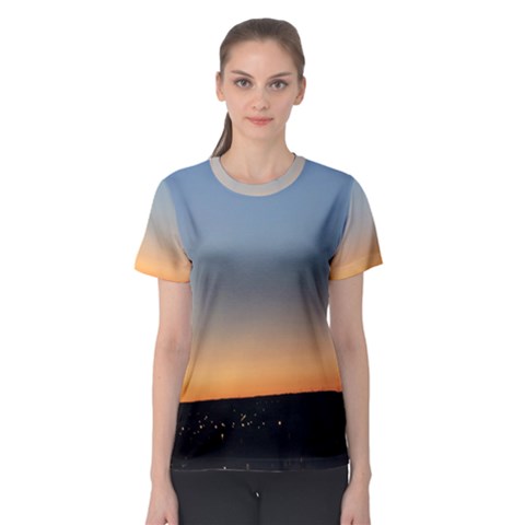 Photo Coucher Du Soleil Bleu/orange Women s Sport Mesh Tee by kcreatif