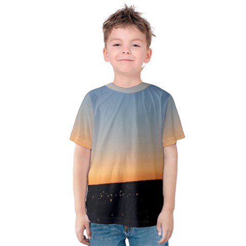 Photo Coucher Du Soleil Bleu/orange Kids  Cotton Tee by kcreatif