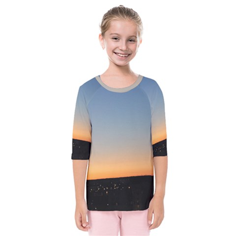 Photo Coucher Du Soleil Bleu/orange Kids  Quarter Sleeve Raglan Tee by kcreatif