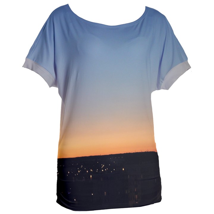 Photo Coucher du soleil Bleu/Orange Women s Oversized Tee