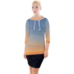 Photo Coucher Du Soleil Bleu/orange Quarter Sleeve Hood Bodycon Dress by kcreatif