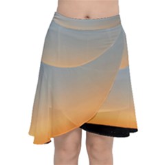 Photo Coucher Du Soleil Bleu/orange Chiffon Wrap Front Skirt