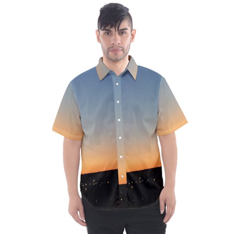 Photo Coucher Du Soleil Bleu/orange Men s Short Sleeve Shirt by kcreatif