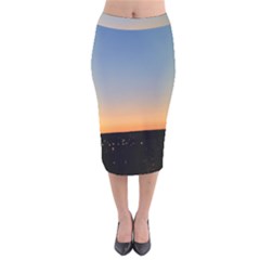 Photo Coucher Du Soleil Bleu/orange Velvet Midi Pencil Skirt by kcreatif