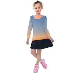 Photo Coucher Du Soleil Bleu/orange Kids  Long Sleeve Velvet Dress by kcreatif