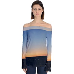 Photo Coucher Du Soleil Bleu/orange Off Shoulder Long Sleeve Top by kcreatif