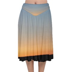 Photo Coucher Du Soleil Bleu/orange Velvet Flared Midi Skirt by kcreatif