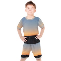 Photo Coucher Du Soleil Bleu/orange Kids  Tee And Shorts Set by kcreatif