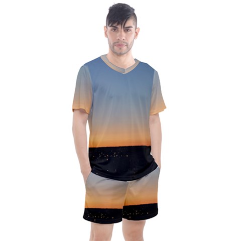 Photo Coucher Du Soleil Bleu/orange Men s Mesh Tee And Shorts Set by kcreatif