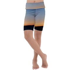 Photo Coucher Du Soleil Bleu/orange Kids  Lightweight Velour Cropped Yoga Leggings by kcreatif