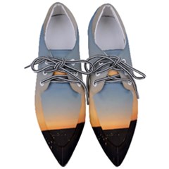 Photo Coucher Du Soleil Bleu/orange Women s Pointed Oxford Shoes by kcreatif