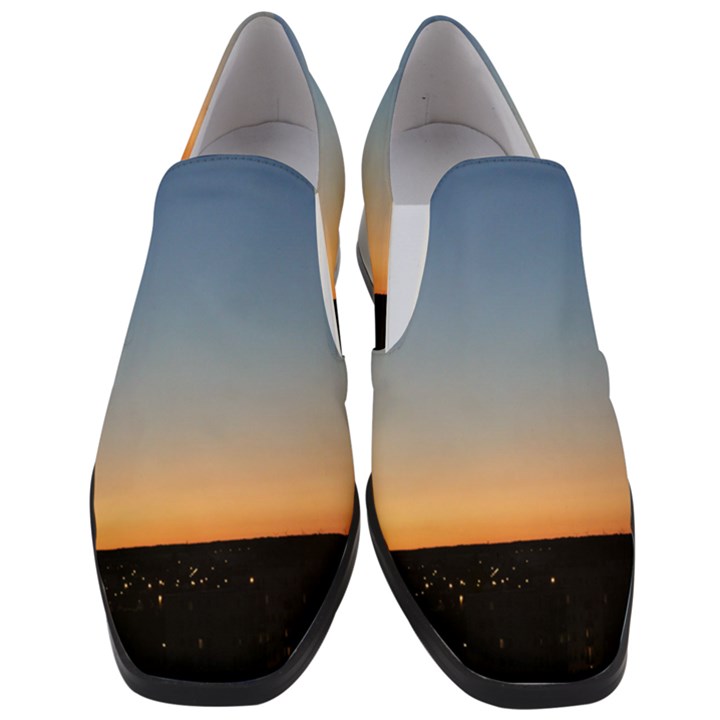 Photo Coucher du soleil Bleu/Orange Women Slip On Heel Loafers