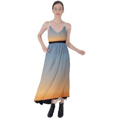 Photo Coucher Du Soleil Bleu/orange Tie Back Maxi Dress