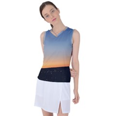 Photo Coucher Du Soleil Bleu/orange Women s Sleeveless Sports Top