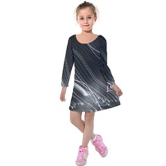 Photo Lumière Noir/gris Kids  Long Sleeve Velvet Dress by kcreatif