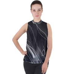 Photo Lumière Noir/gris Mock Neck Chiffon Sleeveless Top by kcreatif