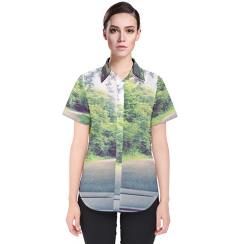 Photo Vue Sur Forêt  Women s Short Sleeve Shirt by kcreatif