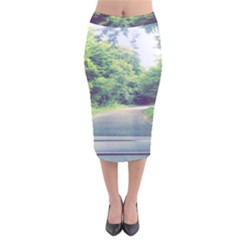 Photo Vue Sur Forêt  Velvet Midi Pencil Skirt by kcreatif