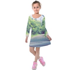 Photo Vue Sur Forêt  Kids  Long Sleeve Velvet Dress by kcreatif